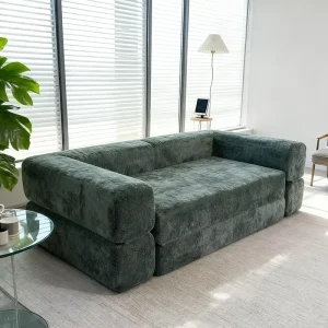 High-Density Reclining Convertible Modular Sofa Bed Eco-Friendly Upholstered Tufted Back Folding Compressed