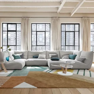 High End European Designer Villa Leisure U Shaped Multi Person Fabric Sofa Module Combination