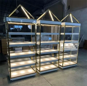 High End Retail Store Glass Led Furniture Tobacco Display Rack Showcase Displays Cabinet With Led Lights for Smoke Shop