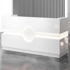 High-Gloss Small Reception Desk with LED