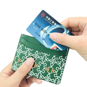 High Quality Custom Digital Printing Leather ID Card Holder with 5 Slots for Business Use