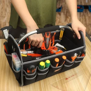 High Quality Customizable Portable Tool Bags Pouch Durable Canvas Oxford Waterproof Electrician Tool Bag Black 16inch OEM ODM