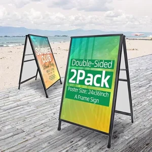 High Quality Detachable Foldable Customized A Frame Metal Poster Stand Waterproof Indoor Outdoor Display Rack Promotion Sidewalk