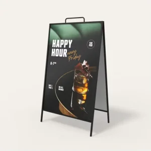 High Quality Detachable Foldable Customized A Frame Metal Poster Stand Waterproof Indoor Outdoor Display Rack Promotion Sidewalk