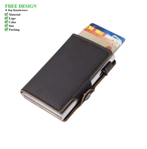 High Quality PU Leather Pop up Card Holder with RFID Blocking Function for Secure Card Storage Pop up Card Holder