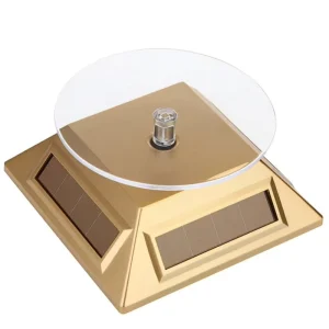 High end Solar 360 Degree Rotating Table ABS Material Clear Surface Battery Rotary Display Stand Rotating Speed Turntable