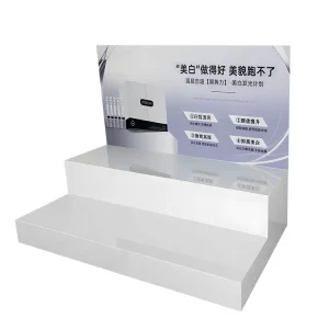 High quality White Acrylic Modern Display Double layer Stepped 3mm Detachable Acrylic Display Rack for Skincare Products