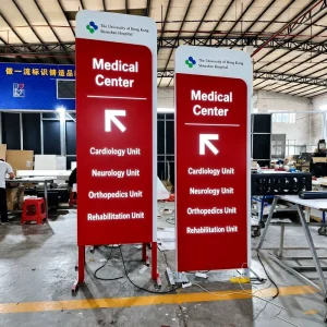 Hospital Medical Center Wayfinding Signage System LED Illuminated Directional Pylon Sign Light Box