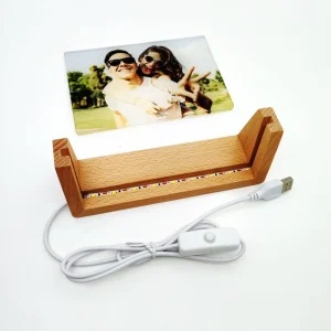 Hot Selling U Shaped Wood Display Stand Without LED Light Custom Beech Walnut Base for Acrylic Crafts Decor