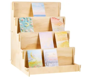 Hot Selling Wooden Card Display Stand Stationary Organizer Sticker Stand for Vendor Crafts Greeting Card Organizer Rack