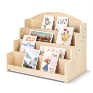 Hot Selling Wooden Greeting Card Display Stand Holder Home Organizer Wooden Shelf for Display Rack