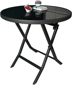 Household Dining Table Negotiation Portable Camping Table Tempered Glass Round Table