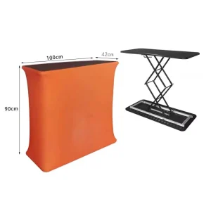 Hydraulic Lifting Stretch Fabric Display Stand Portable Foldable Promotional Counter for Event Sampling and Product Tasting