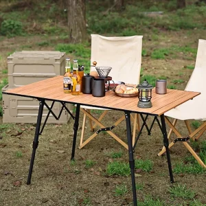 INature Aluminum Fold Up Camping Table Height Adjustable Outdoor Furniture with Modern Design for Beach and Camp Use