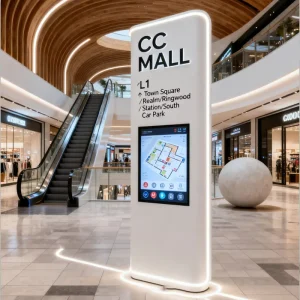 IP65 Steel Floor Standing Vertical Totem Guide Sign Board for Mall Wayfinding