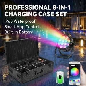 IP65 Waterproof Battery Powered LED Par Light With Charging Case App Control Wireless RGBWA+UV Stage Light For Outdoor Wedding