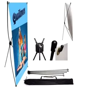 Indoor Advertising 60cmW x 160cmH Plastic Fiberglass X Banner Stand