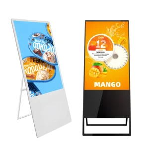 Indoor Movable Lcd Floor Standing Digital A Frame Signage Digital Signage Portable Digital Poster For Restaurant