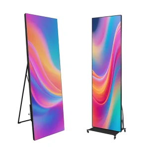 Indoor P2.5 LED Poster Display Digital Poster Banner Portable Vertical Video Display with Wheels
