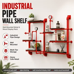 Industrial Metal Multi-Tier Pipe-Style Bookshelf