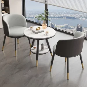 Iron 3-Piece Office Reception and Dining Table and Chair Set