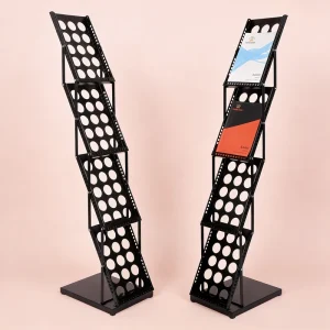 Iron 4 Tier Foldable Brochure Holder for A4 Leaflets