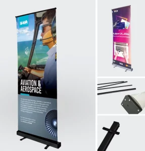 Iron Black Roll Up Banner Stand Display