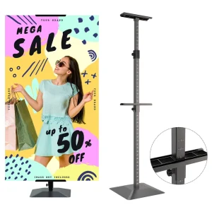 Iron Double-Sided Adjustable Floor Poster Stand for Cardboard and Floor Signs