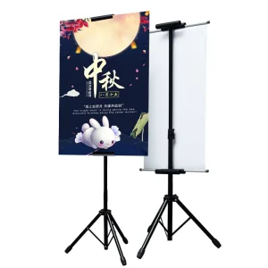Iron Double-Sided Picture Frame Floor Stand with Lifting Triangular Support