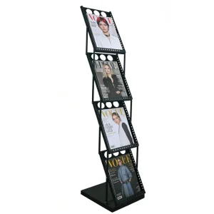Iron Foldable A4 Magazine Catalog Brochure Rack Stand Holder for Office and Exhibition