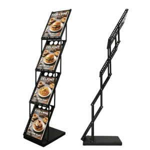 Iron Foldable A4 Magazine and Brochure Rack Portable Waterproof Catalog Display Stand for Office and Exhibition