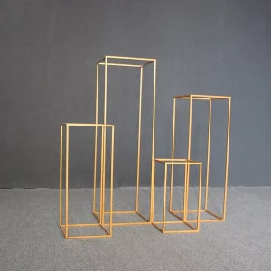 Iron Geometric Rectangular Frame Flower Stand Walkway Decorations for Wedding Parties and Events Supplier