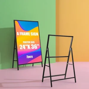 Iron Portable Vertical Poster Stand Windproof Floor-Standing Board Billboard Display Rack