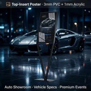 Iron V-Shaped Floor Poster Stand Top-Load Billboard Display Rack