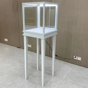 Iron and Stainless Steel Jewelry Display Cabinet with Tempered Glass, Tray, and LED Light