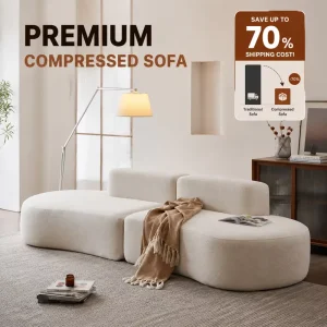 Irregular Curved Modular Sectional Vacuum Compressed Sofa Teddy Fabric Free Combination Compressible Couch for Living Room