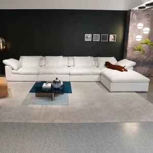 Italian Luxury Furniture Large Sectional Lounge L Shape Sofa Modern Premium Villa Linen Fabric Sofas for Home Luxury