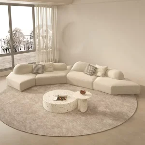 Italian Minimal Flat Villa Model Custom Rock Sofa with Multi Person Module Arc Combination Fabric Style