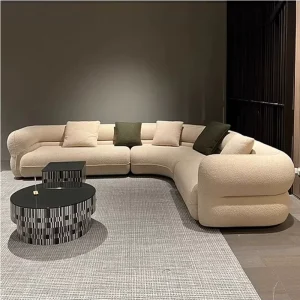 Italian Minimalist Curved Boucle Fabric Modular Sectional Sofa