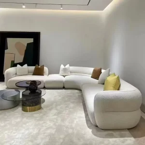 Italian Minimalist L-Shaped Fabric Modular Sectional Sofa