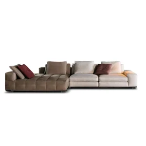 Italian-Style Grid Fabric Modular Sofa for Living Room Outdoor and Park Use
