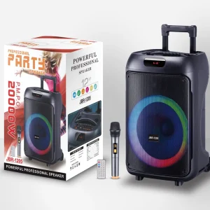 JBR 1205 12-inch Portable Bluetooth Speaker for Square Dance, DJ, Mobile Karaoke, Outdoor Singing, RGB LED Lighting, Battery