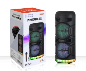 JBR-8810 Portable Speaker with Dual 8-Inch Woofers, Rechargeable Battery and Wireless Microphone for Outdoor Use, Factory Direct