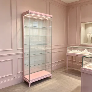 Jewelry Display Cabinet with Tempered Glass and Stainless Steel Frame, Customizable