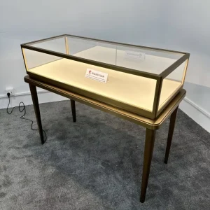 Jewelry Showcase High End Customized Square Tempered Glass Jewelry Display Counter Stainless Steel Cabinet LED Light Shopping
