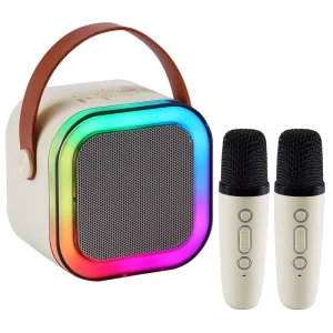 K12 Mini Portable Bluetooth Speaker and Karaoke Machine with 2 Microphones
