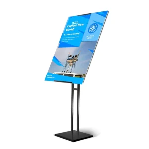 KT Board Exhibition 003 Heavy-Duty Black Iron Floor Sign Stand Adjustable Height 60 Inches 60x90cm