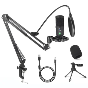 KU-66 Desk USB Condenser Microphone for Computer and Laptop Recording Karaoke Online Broadcast Voice Recording and Gaming