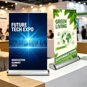 Kakemono Desktop Roll up Displays Advertising Banner Stand Rollup Standee Aluminum Screen Retractable Banners Pull up Banner