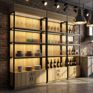 Kitchen Wooden Display Shelf with Easy Installation